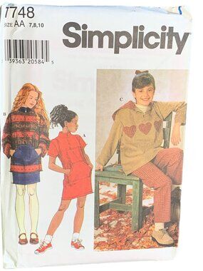 Simplicity Girls Dress Top Skirt Pants Sewing Pattern Size 7 8 9 10 7748 - Uncut